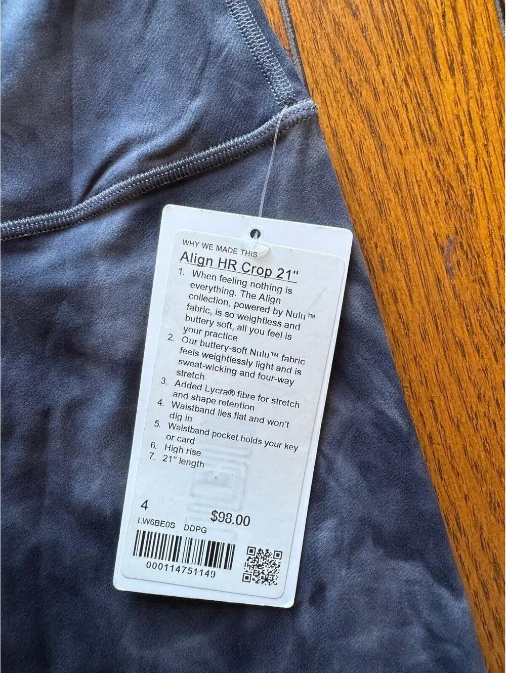 Lululemon Align High Rise 21” Diamond Dye Grey DDPG Size 4 NWT